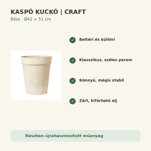 Craft bézs kaspó tulajdonságok – Kaspó Kuckó