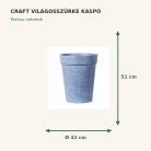 Craft világosszürke kaspó méretek: Ø42 × 51 cm