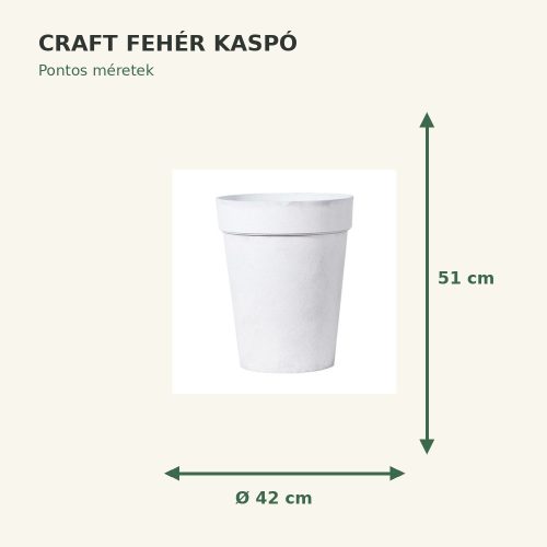 Craft fehér kaspó méretek: Ø42 × 51 cm