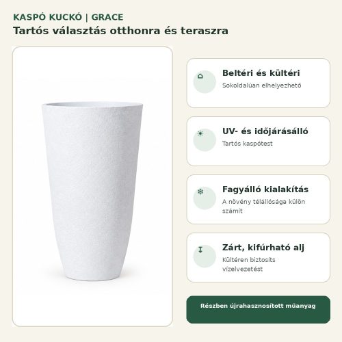 Grace fehér kaspó tulajdonságok – Kaspó Kuckó