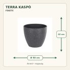Fekete Terra kaspó méretei: 50 cm átmérő és 42 cm magasság