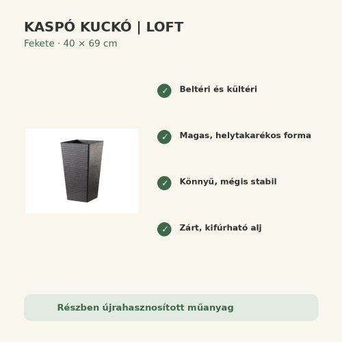 Fekete Loft kaspó fő tulajdonságai és előnyei