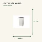 Fehér Loft kaspó méretei: 40 × 69 cm