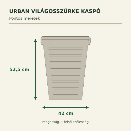 Urban világosszürke kaspó méretei – 42 × 52,5 cm