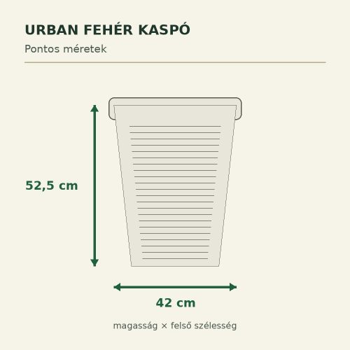 Urban fehér kaspó méretei – 42 × 52,5 cm