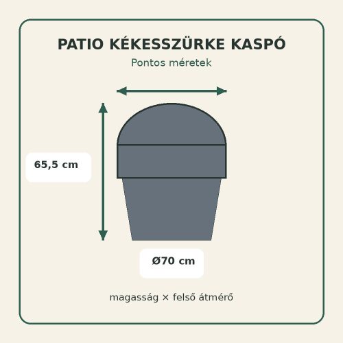 Patio kékesszürke kaspó méretei – Ø70 × 65,5 cm
