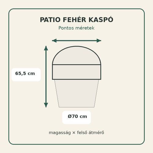 Patio fehér kaspó méretei – Ø70 × 65,5 cm