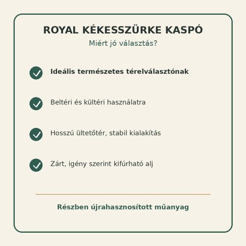 Royal kékesszürke térelválasztó kaspó tulajdonságai