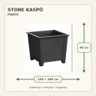Fekete Stone kaspó méretei: 100 × 100 × 80 cm