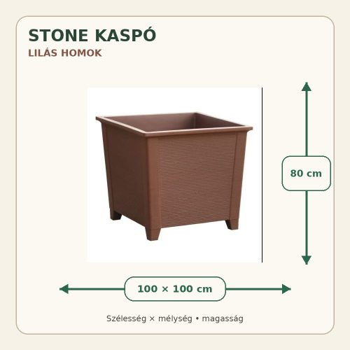Lilás homok Stone kaspó méretei: 100 × 100 × 80 cm
