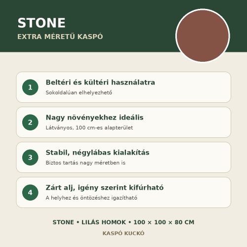Lilás homok Stone extra méretű kaspó fő tulajdonságai