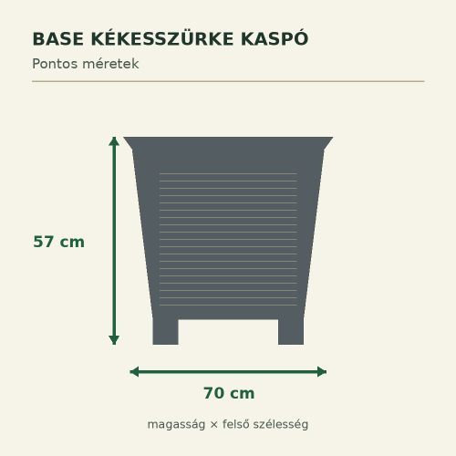 Base kékesszürke kaspó méretei – 70 × 57 cm