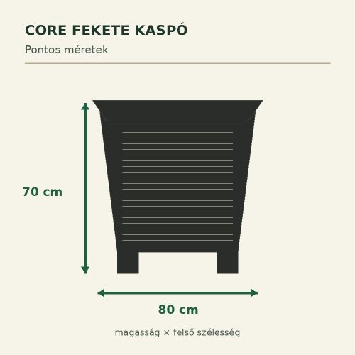 Core fekete kaspó méretei – 80 × 70 cm