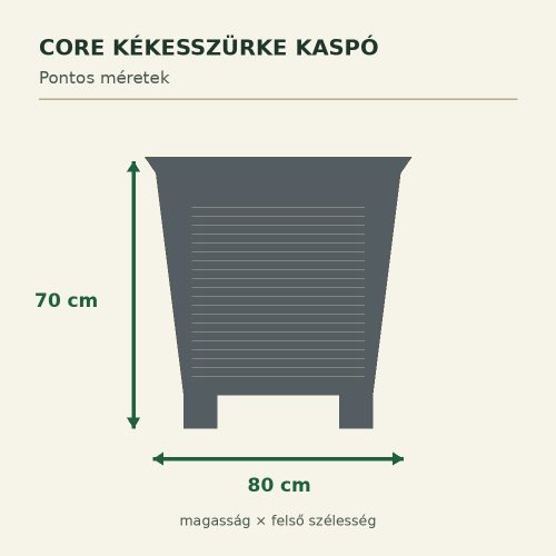 Core kékesszürke kaspó méretei – 80 × 70 cm