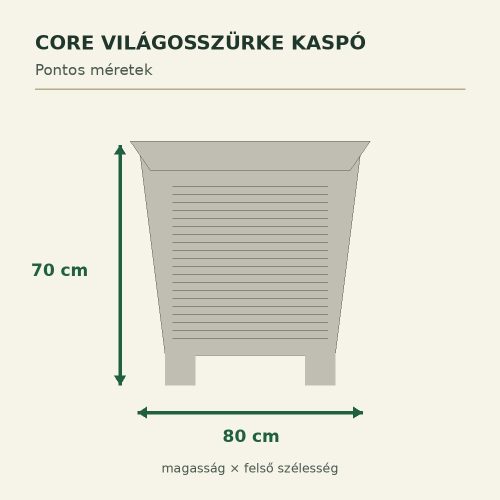 Core világosszürke kaspó méretei – 80 × 70 cm