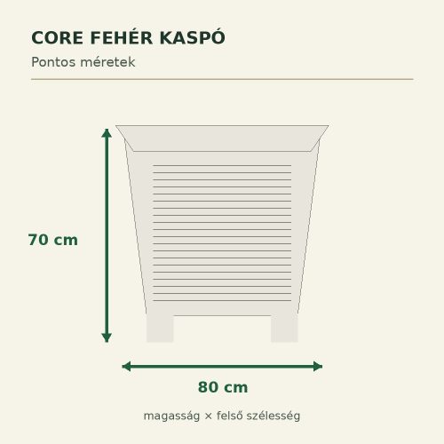 Core fehér kaspó méretei – 80 × 70 cm