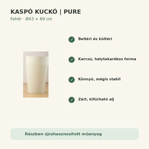 Fehér Pure kaspó fő tulajdonságai és előnyei