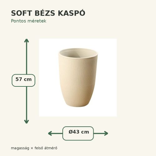 Soft bézs kaspó méretei – Ø43 × 57 cm