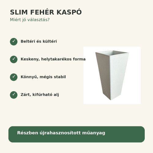 Slim fehér kaspó legfontosabb tulajdonságai