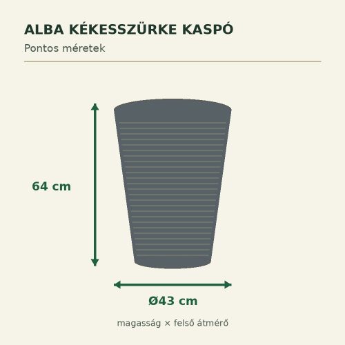 Alba kékesszürke kaspó méretei – Ø43 × 64 cm